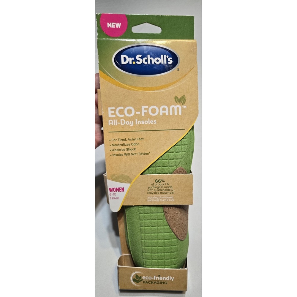 Dr. Scholl's Eco-Foam All Day Insoles, size 6-10 Women or 4.5-8 Men. NEW